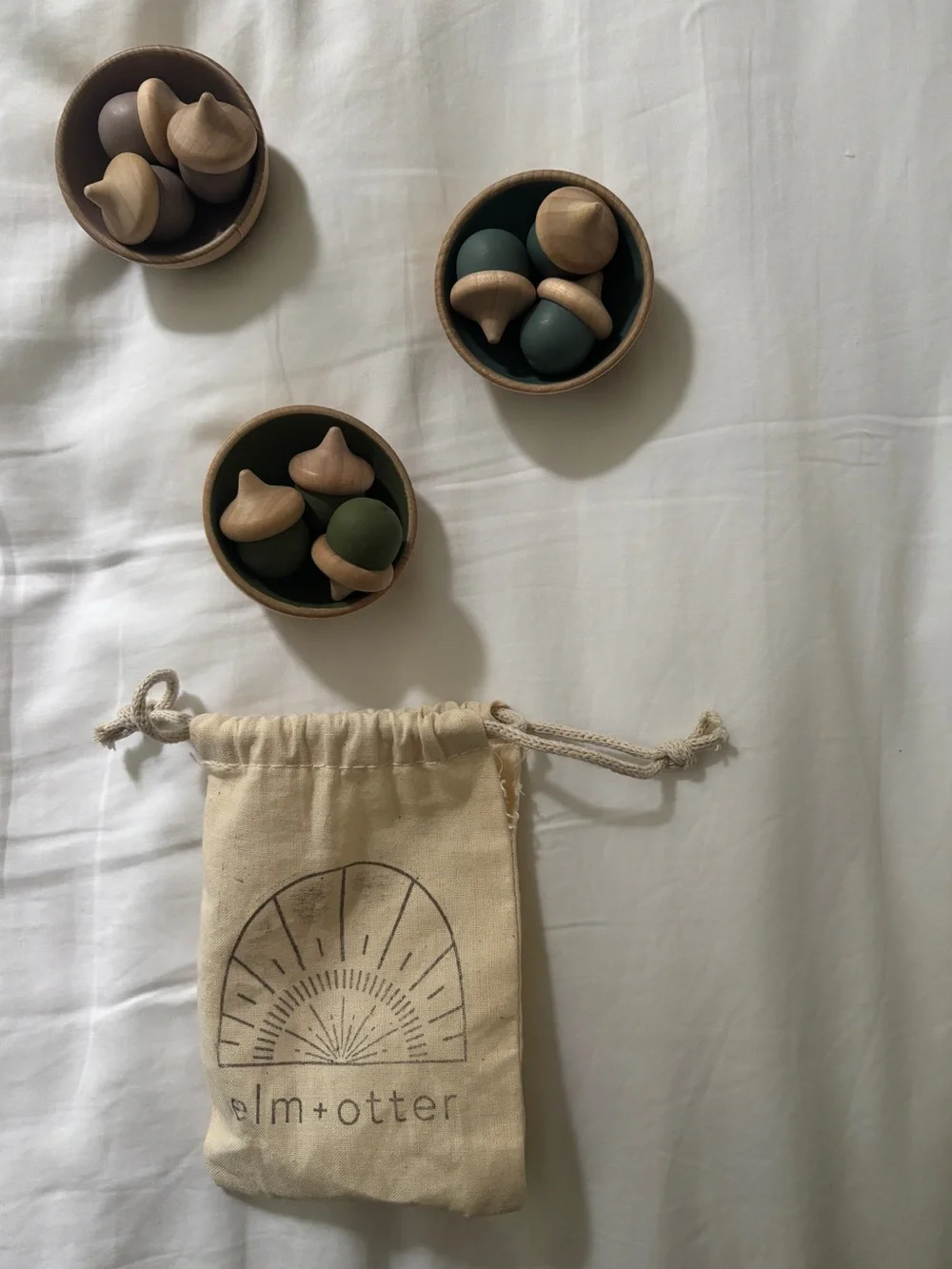 elm + otter wooden acorn sorting bowls